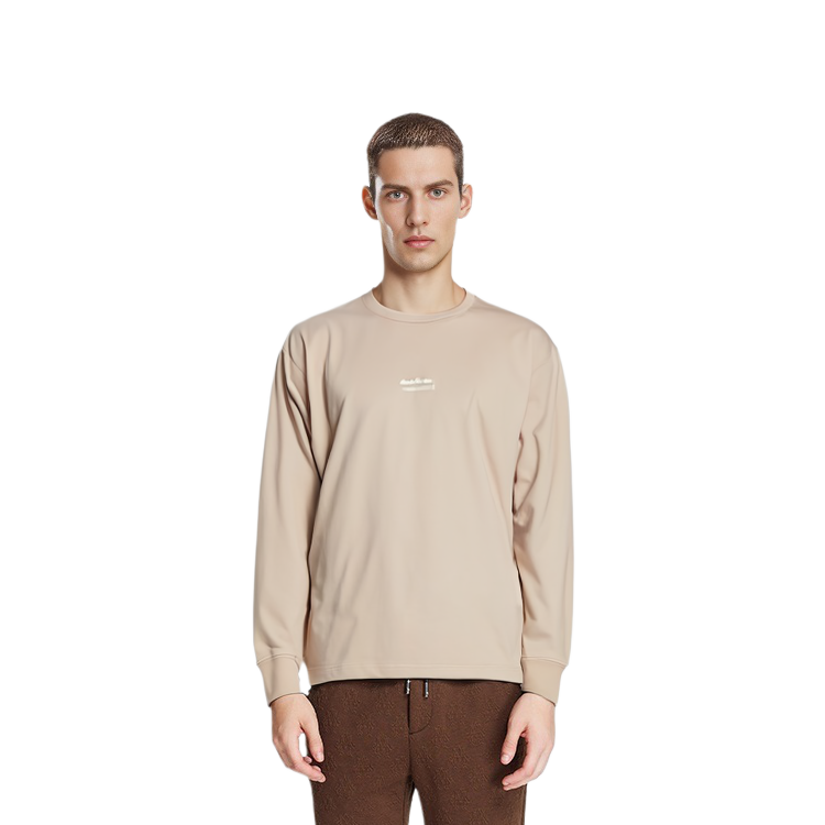 Lookbook Acne Studios 米色刺绣Logo圆领卫衣。 BI0184AEA