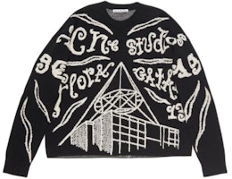 Acne Studios Black Crewneck Printed Knit Long-Sleeve Sweater. B60297-BM9 Acne Studios Black Crewneck Printed Knit Long-Sleeve Sweater. B60297-BM9