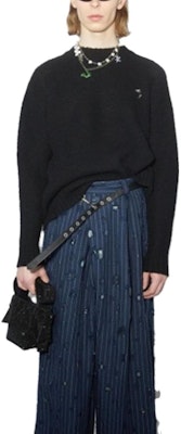 Acne Studios Baju Sweater Hitam Crewneck dengan Sulaman Logo. B60298-900 Lookbook Acne Studios Baju Sweater Hitam Crewneck dengan Sulaman Logo. B60298-900