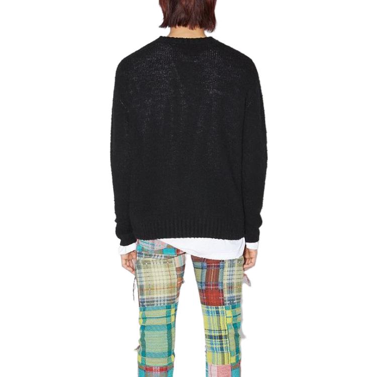 Shop Acne Studios Baju Sweater Hitam Crewneck dengan Sulaman Logo. B60298-900