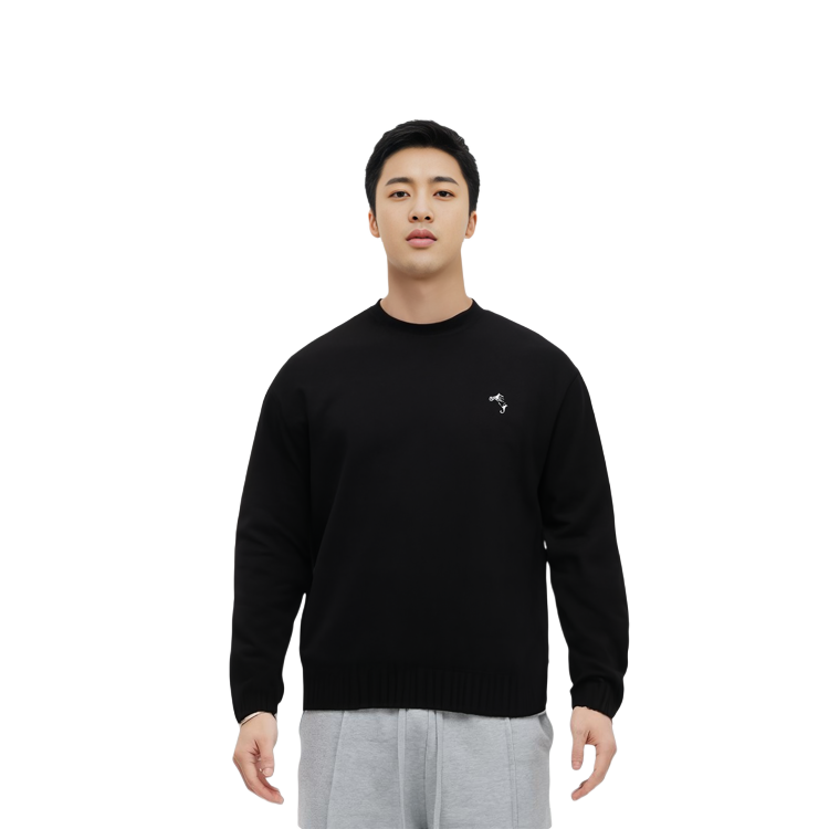 Purchase Acne Studios Baju Sweater Hitam Crewneck dengan Sulaman Logo. B60298-900