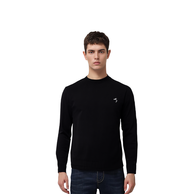 Details for Acne Studios Baju Sweater Hitam Crewneck dengan Sulaman Logo. B60298-900