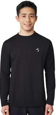 Acne Studios Baju Sweater Hitam Crewneck dengan Sulaman Logo. B60298-900 Sizing Acne Studios Baju Sweater Hitam Crewneck dengan Sulaman Logo. B60298-900