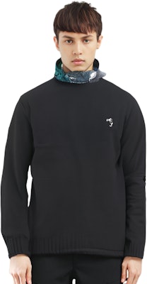 Acne Studios Baju Sweater Hitam Crewneck dengan Sulaman Logo. B60298-900 Cheap Acne Studios Baju Sweater Hitam Crewneck dengan Sulaman Logo. B60298-900