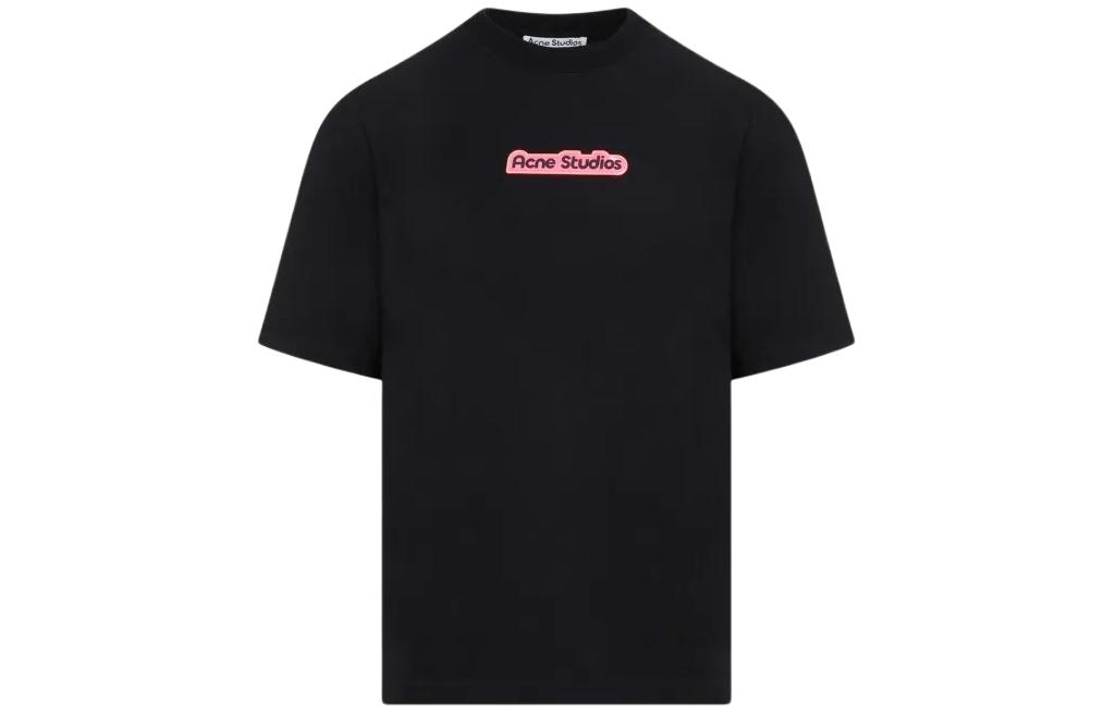 Acne Studios  Black Crewneck T-Shirt with Letter Print Design BL0389-900