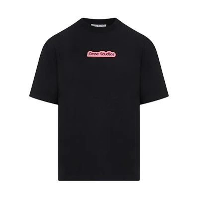 Acne Studios Black Crewneck T-Shirt with Letter Print Design BL0389-900