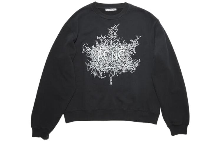 Order Sudadera Oversize de Manga Larga Negra con Logo Brillante de Acne Studios. BI0185BM0