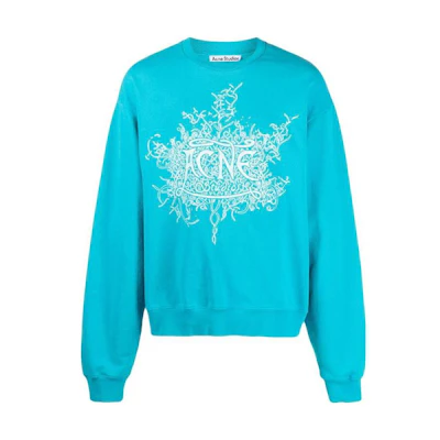 Acne Studios Blue Glow-in-the-Dark Logo Print Crewneck Sweatshirt BI0185-BGT