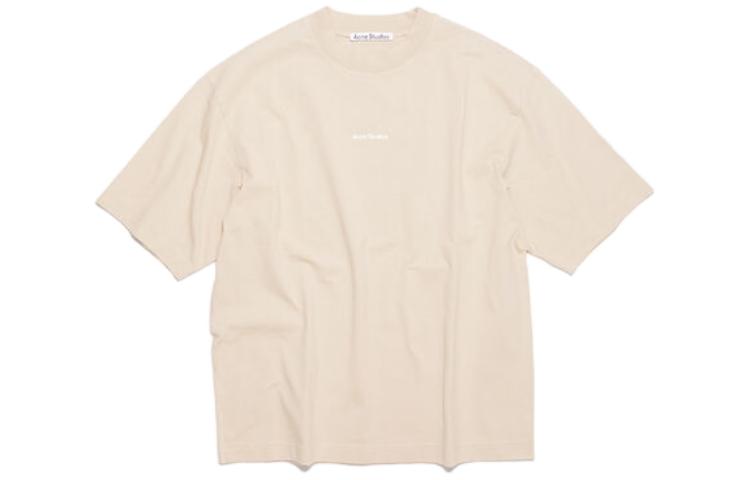 Acne Studios  Champagne Letter Logo Graphic Crewneck T-Shirt. BL0278-AEA