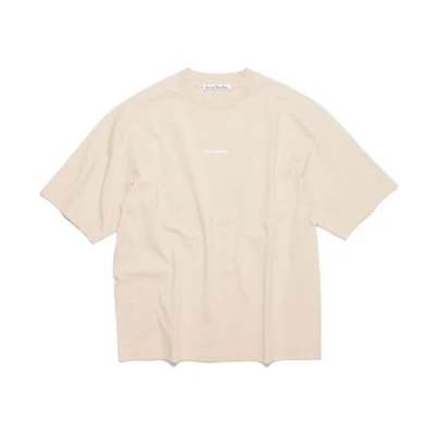 Acne Studios Champagne Letter Logo Graphic Crewneck T-Shirt. BL0278-AEA