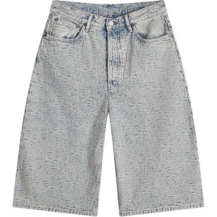 Acne Studios  Distressed Zip Loose Denim Shorts Blue BE0156-BUF
