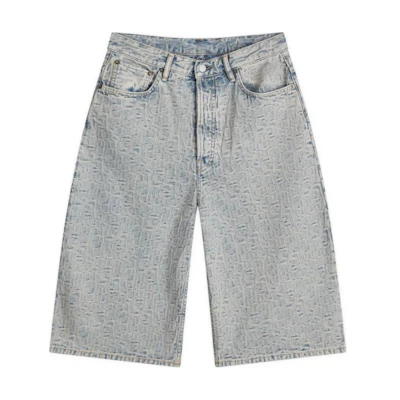 Acne Studios Distressed Zip Loose Denim Shorts Blue BE0156-BUF