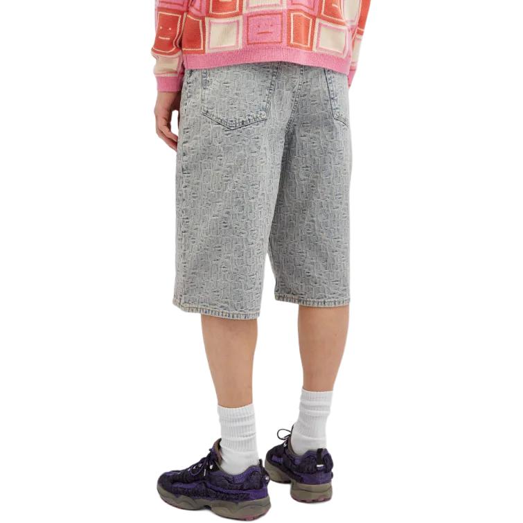 Shop Acne Studios  Distressed Zip Loose Denim Shorts Blue BE0156-BUF