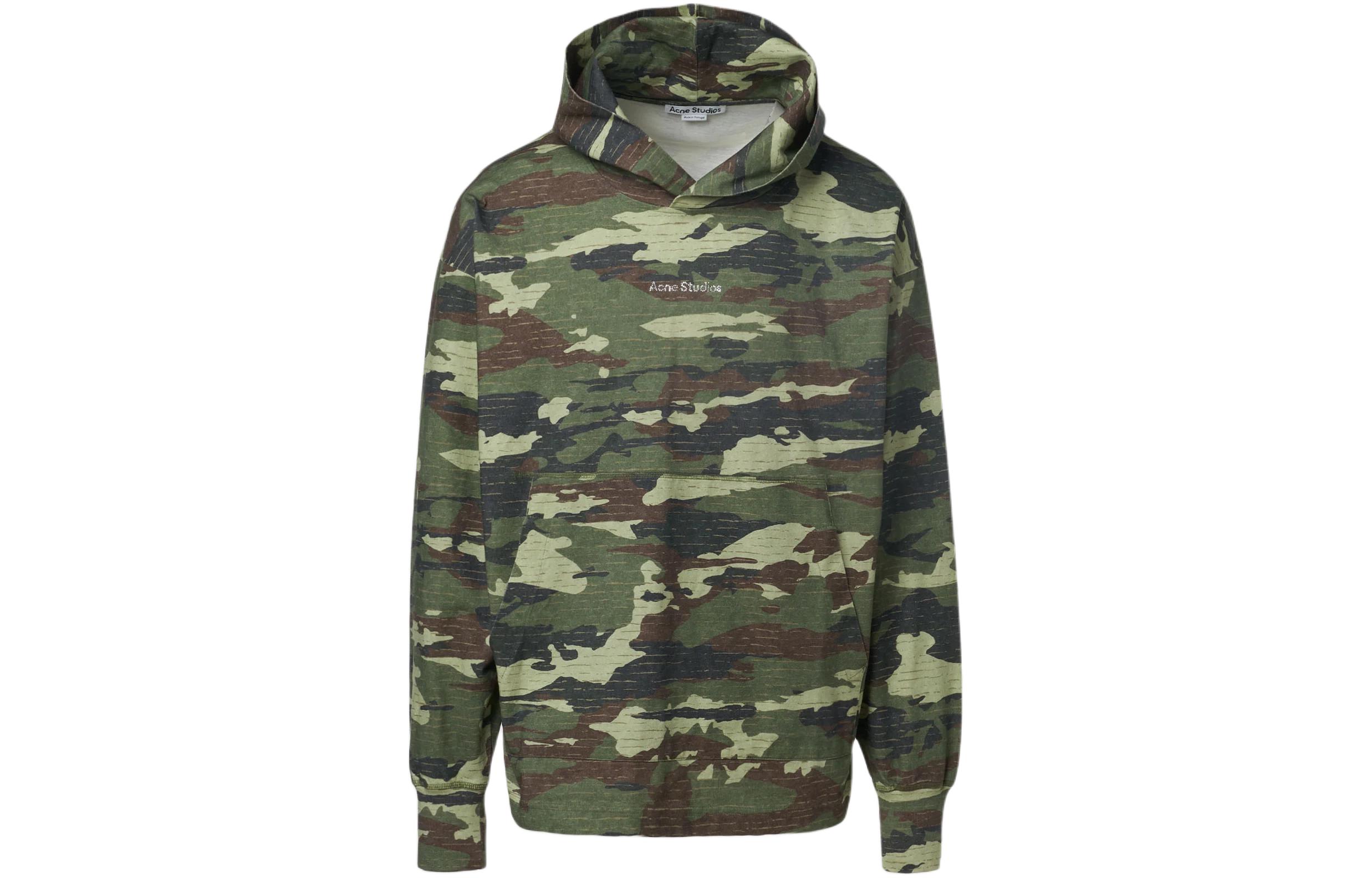 Acne Studios  Green Camouflage Hoodie Pullover. BI0195-AB6