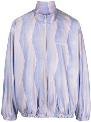 Acne Studios High Neck Loose Jacket with Front Logo Print Light Blue. B90720-BUF Buy Acne Studios High Neck Loose Jacket with Front Logo Print Light Blue. B90720-BUF