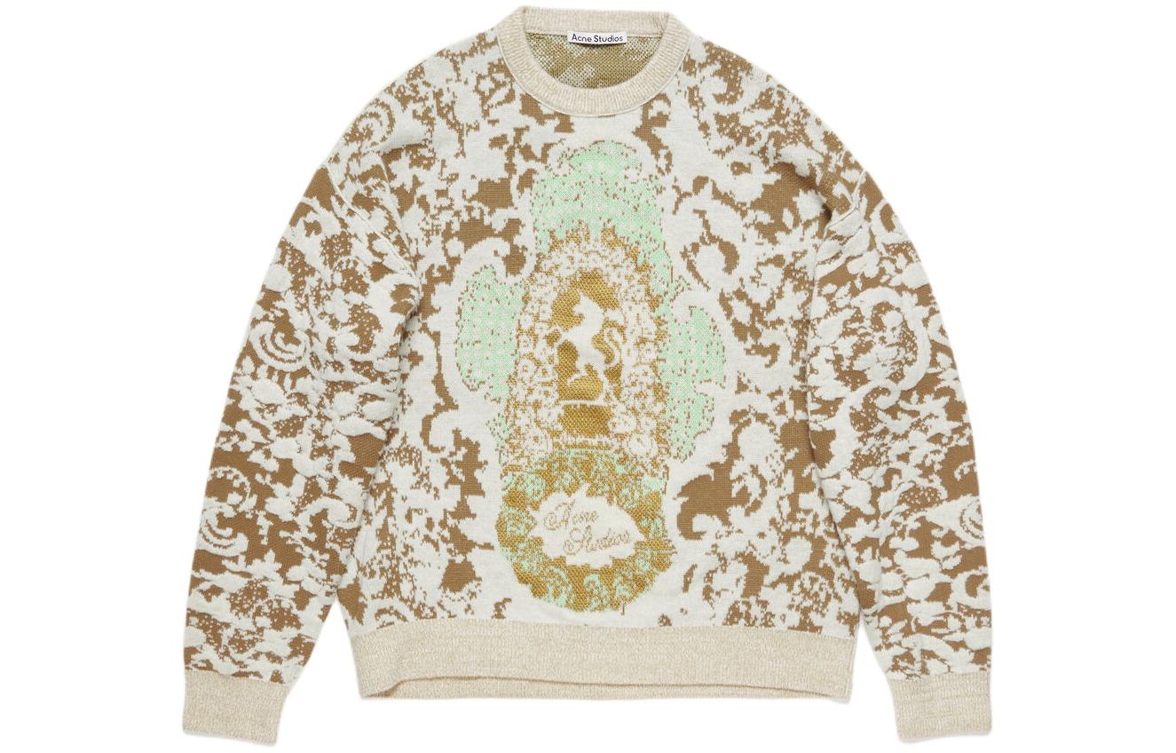 Acne Studios  Jacquard Pattern Oversized Crewneck Sweater Beige. B60311-DKU