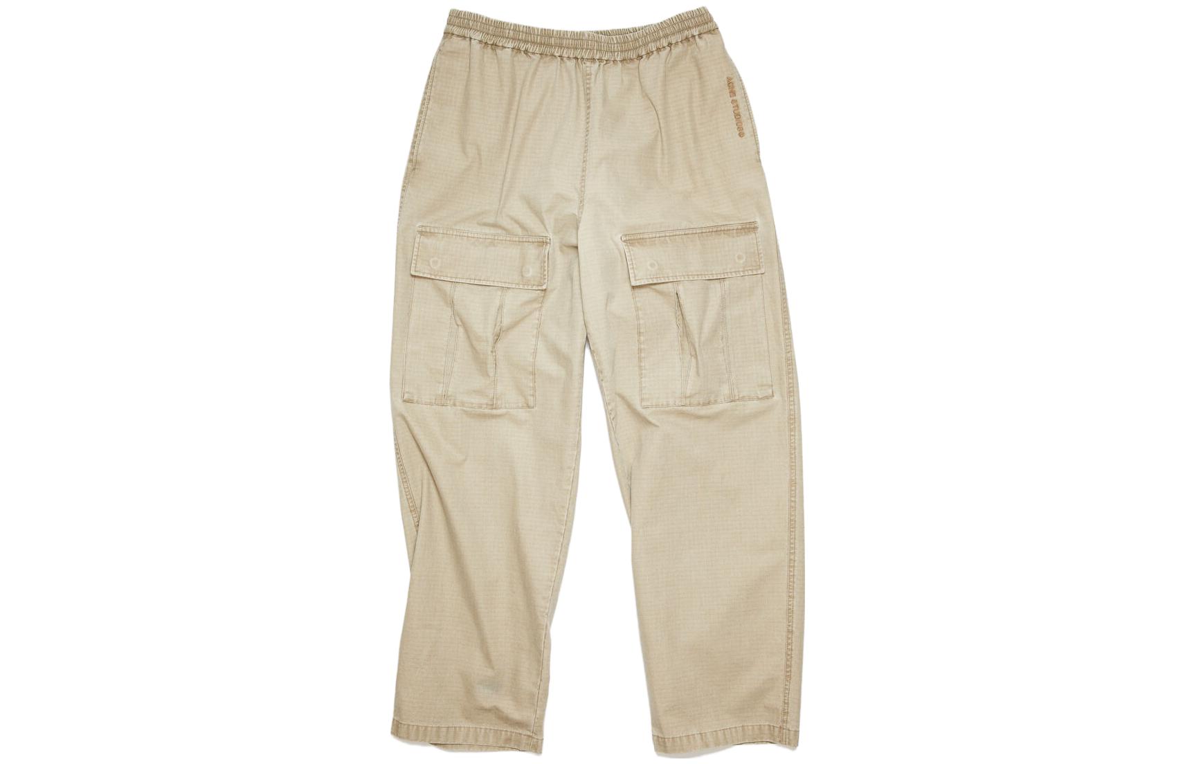 Acne Studios  Khaki Loose Fit Straight Cargo Pants with Elastic Waist. BK0560-AE5