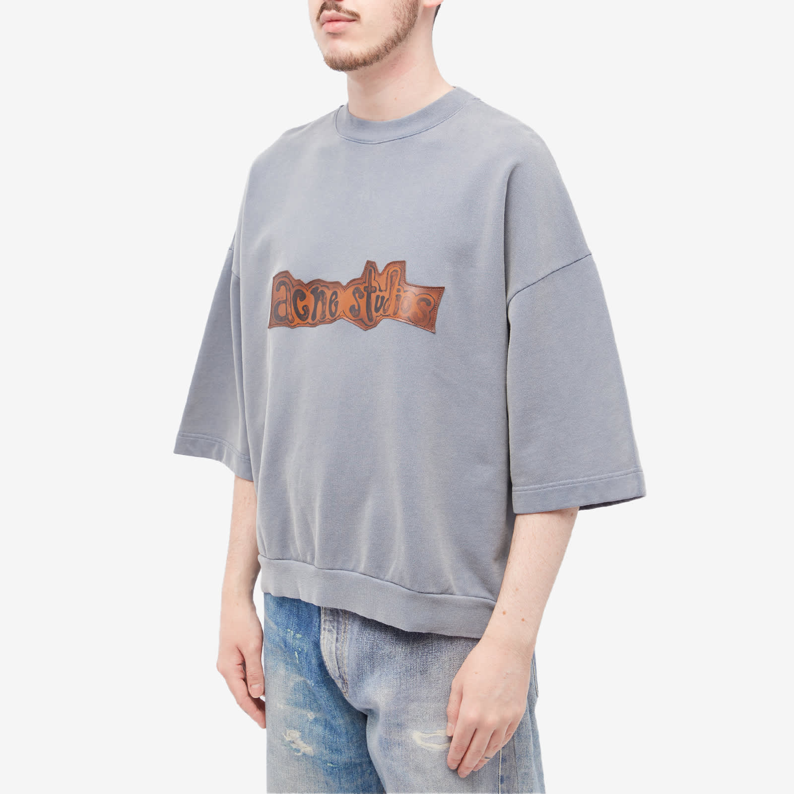 Shop Acne Studios 字母印花七分袖圆领T恤 CI0139-822