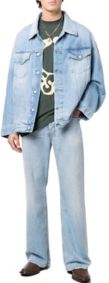 アクネ ストゥディオズ ライトブルー ウォッシュド コットン ストレートジーンズ 2021M B00277-228 Lookbook アクネ ストゥディオズ ライトブルー ウォッシュド コットン ストレートジーンズ 2021M B00277-228