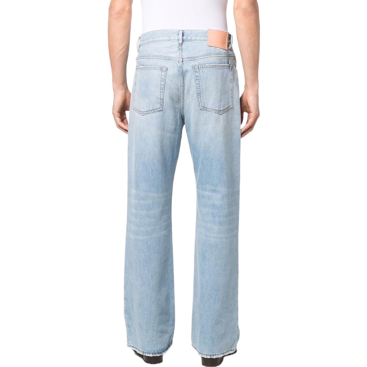 Shop アクネ ストゥディオズ ライトブルー ウォッシュド コットン ストレートジーンズ 2021M B00277-228