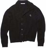 Acne Studios Loose Fit Black Knit Cardigan with Button-Up and Point Collar B60294-900 Acne Studios Loose Fit Black Knit Cardigan with Button-Up and Point Collar B60294-900