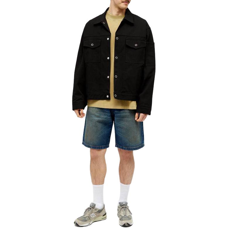 Lookbook Acne Studios Loose Fit Straight Denim Shorts Biru BE0136-863
