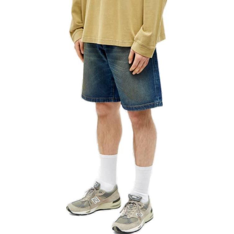 Shop Acne Studios Loose Fit Straight Denim Shorts Biru BE0136-863