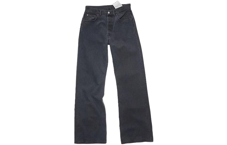 Acne Studios  Mid-Rise Loose Fit Straight Denim Jeans in Dark Grey. B00300-AA3