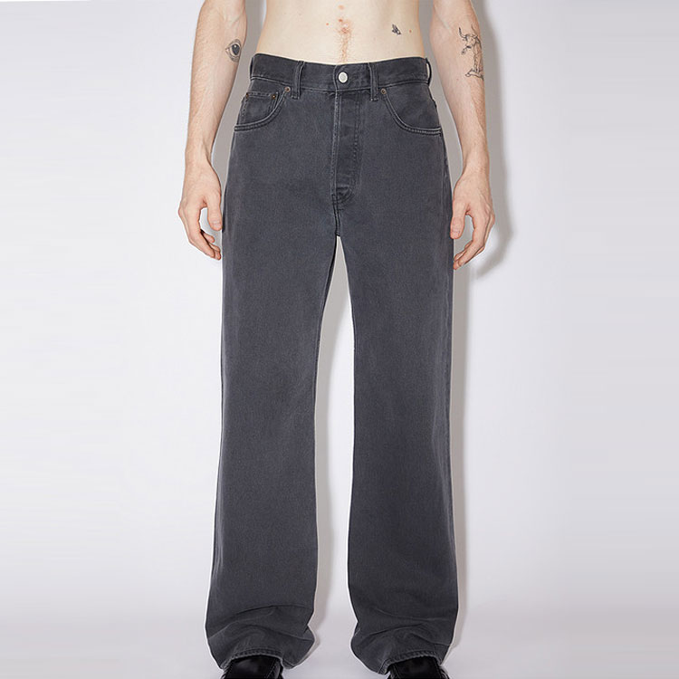 Acne Studios  Mid-Rise Loose Fit Straight Denim Jeans in Dark Grey. B00300-AA3 圖 3