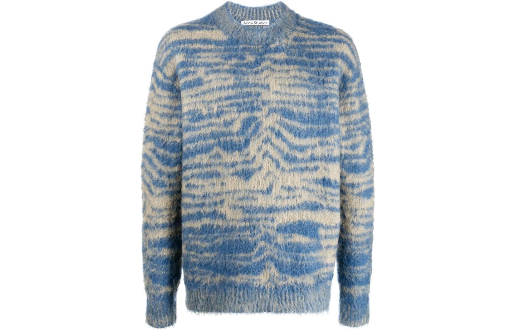 Acne Studios  Mohair Knit Crewneck Sweater Blue Yellow B60302