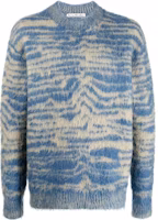 Acne Studios Mohair Knit Crewneck Sweater Blue Yellow B60302 Acne Studios Mohair Knit Crewneck Sweater Blue Yellow B60302