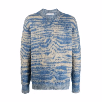 Acne Studios Mohair Knit Crewneck Sweater Blue Yellow B60302