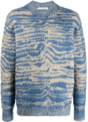 Acne Studios Mohair Knit Crewneck Sweater Blue Yellow B60302 Order Acne Studios Mohair Knit Crewneck Sweater Blue Yellow B60302