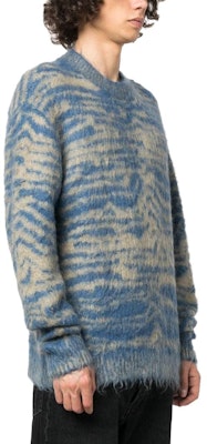 Acne Studios Mohair Knit Crewneck Sweater Blue Yellow B60302 Purchase Acne Studios Mohair Knit Crewneck Sweater Blue Yellow B60302