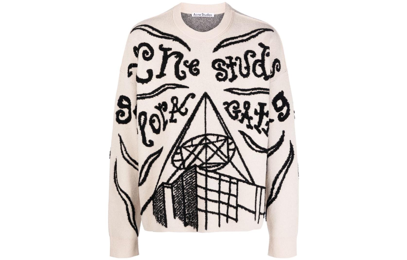 Acne Studios  Off-White Letter Print Crewneck Sweater. B60297-CTI
