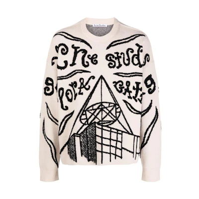Acne Studios Off-White Letter Print Crewneck Sweater. B60297-CTI
