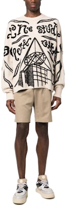 Acne Studios Suéter Crewneck Blanco Roto con Estampado de Letras. B60297-CTI Lookbook Acne Studios Suéter Crewneck Blanco Roto con Estampado de Letras. B60297-CTI