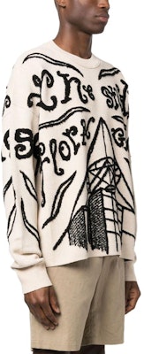 Acne Studios Suéter Crewneck Blanco Roto con Estampado de Letras. B60297-CTI Shop Acne Studios Suéter Crewneck Blanco Roto con Estampado de Letras. B60297-CTI