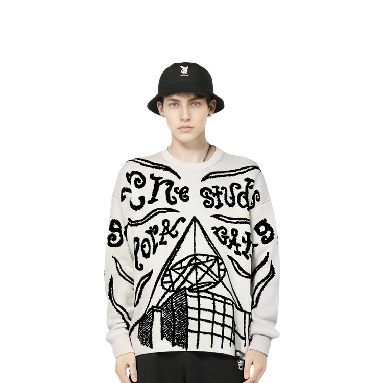 Details for Acne Studios  Off-White Letter Print Crewneck Sweater. B60297-CTI
