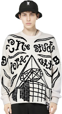 Acne Studios Suéter Crewneck Blanco Roto con Estampado de Letras. B60297-CTI Details for Acne Studios Suéter Crewneck Blanco Roto con Estampado de Letras. B60297-CTI