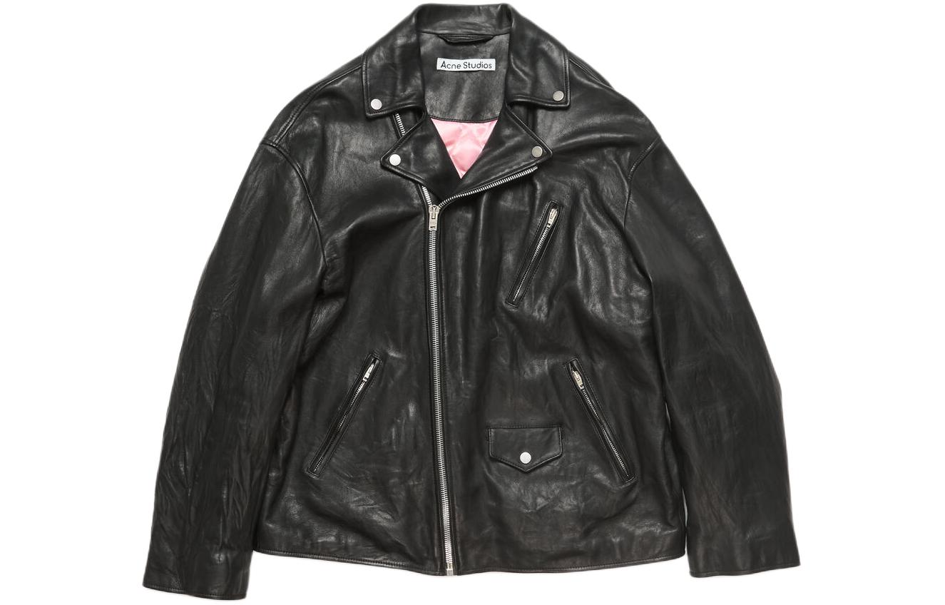 Acne Studios  Oversized Leather Jacket Black Zipper Collar B70142-900