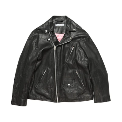 Acne Studios Oversized Leather Jacket Black Zipper Collar B70142-900