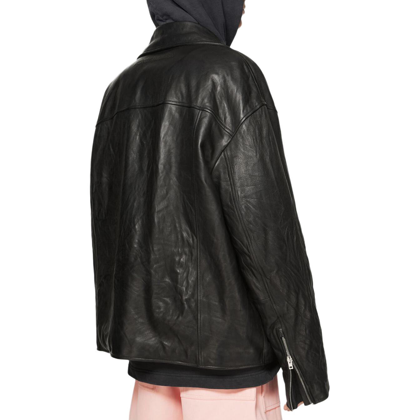 Acne Studios  Oversized Leather Jacket Black Zipper Collar B70142-900 圖 4