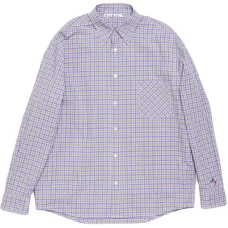 Acne Studios  Oversized Plaid Button-Up Shirt Blue Yellow. BB0597-DP4