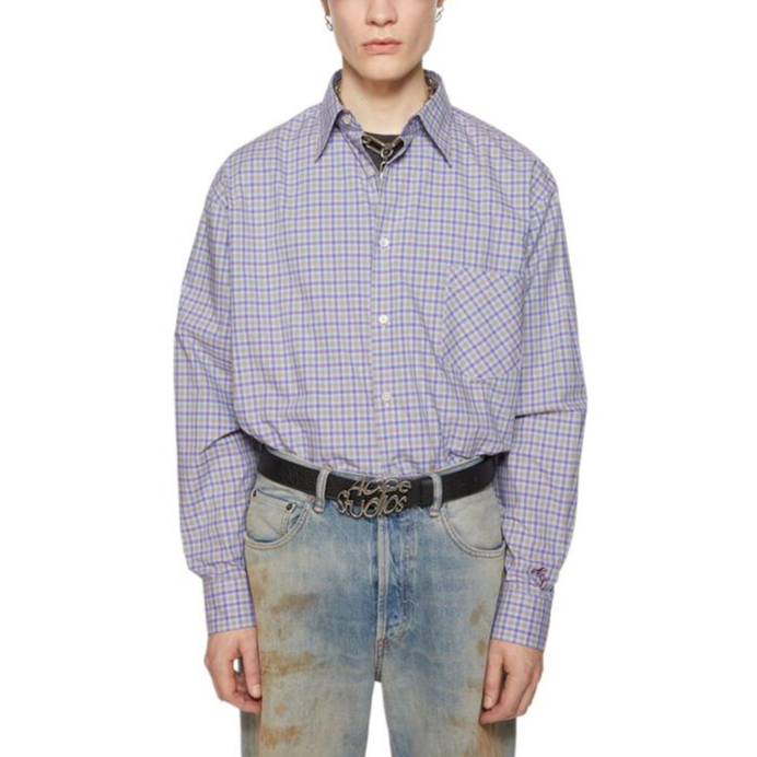 Lookbook Acne Studios Kemeja Oversized Plaid Butang Biru Kuning. BB0597-DP4