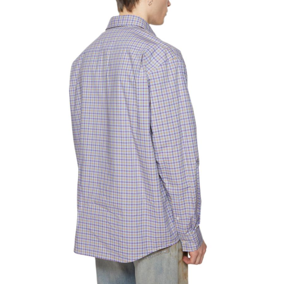 Shop Acne Studios Kemeja Oversized Plaid Butang Biru Kuning. BB0597-DP4