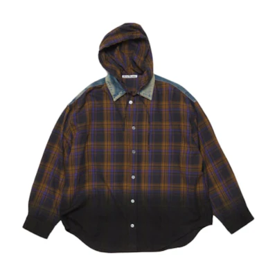 Acne Studios Purple Button-Up Drawstring Hooded Loose Shirt FW2024. BB0605-CWP