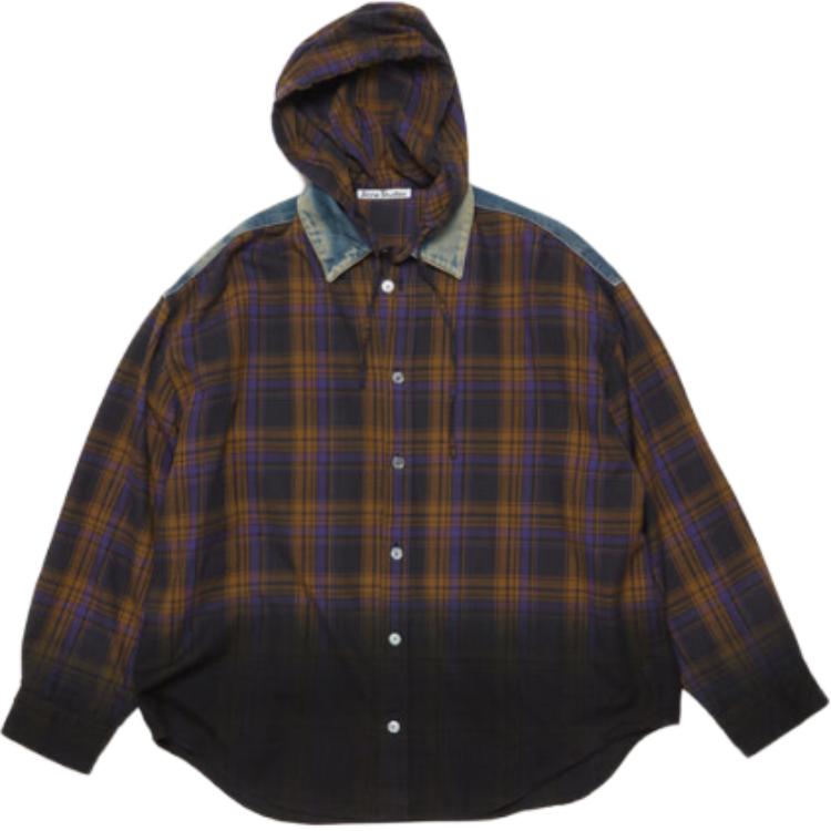Order Acne Studios  Purple Button-Up Drawstring Hooded Loose Shirt FW2024. BB0605-CWP