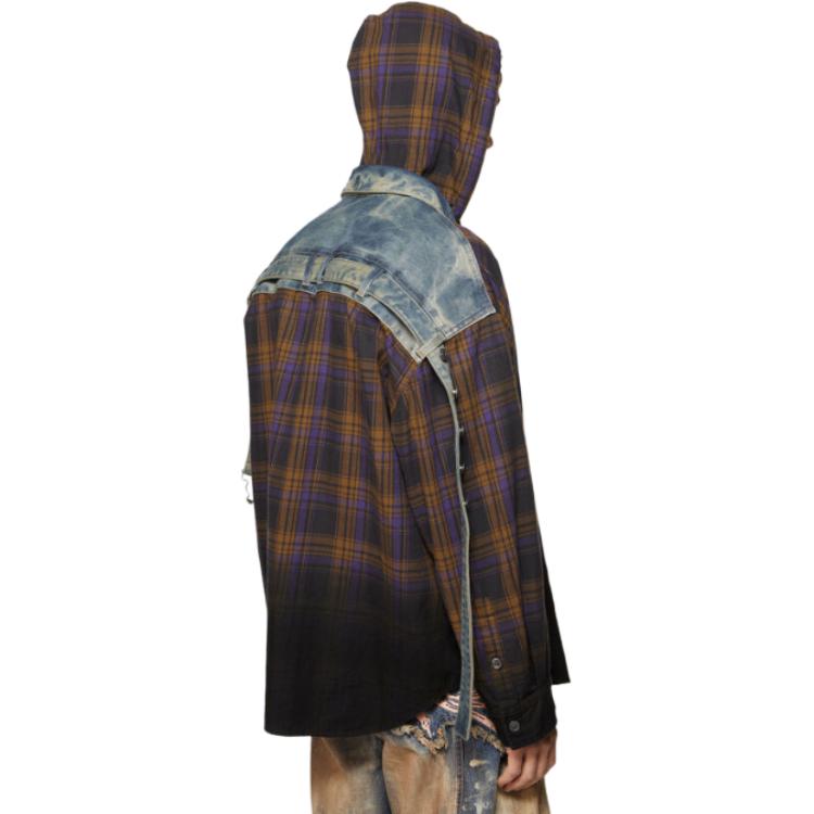 Lookbook Acne Studios  Purple Button-Up Drawstring Hooded Loose Shirt FW2024. BB0605-CWP