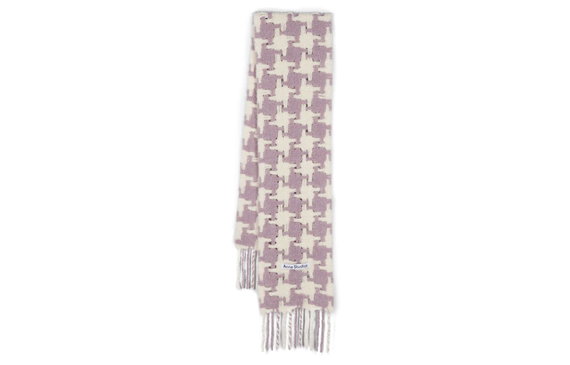 Acne Studios  Purple Checkered Pattern Wool Scarf. CA0153